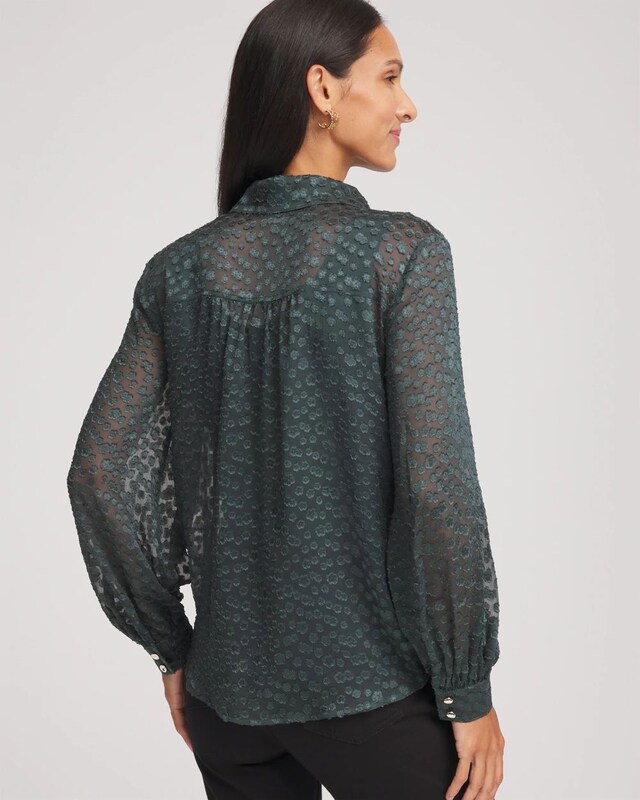 Clip-Dot Billow-Sleeve Blouse - image 3
